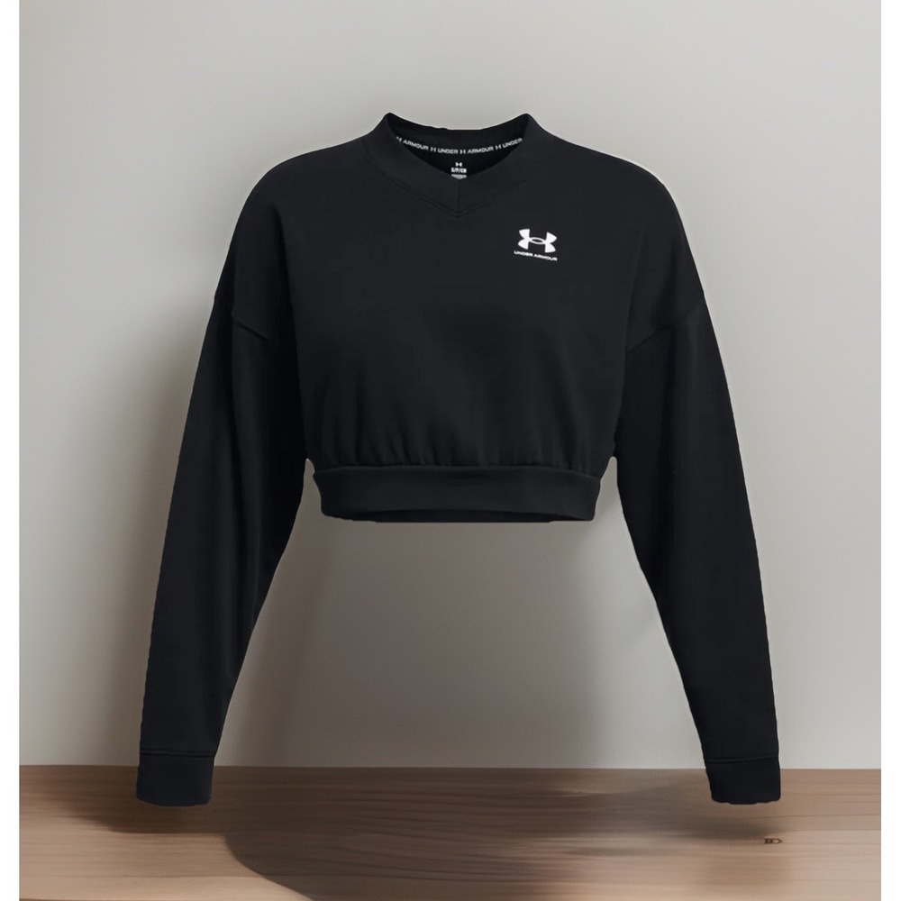 UNDER ARMOUR Women's Cropped Crew Neck Sweatshirt Small UA Rival Terry Oversized